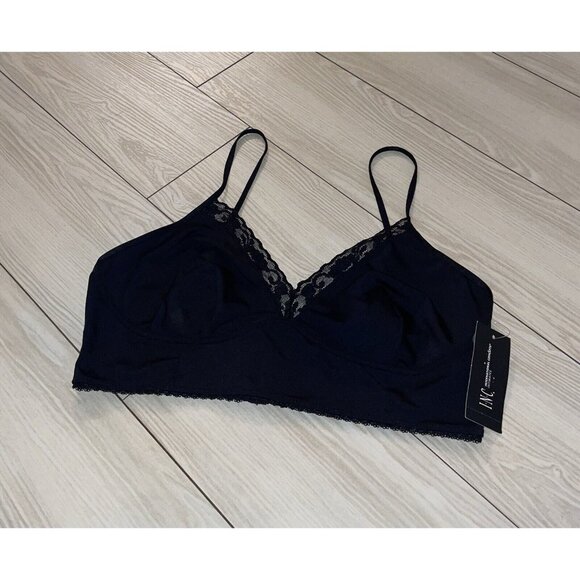 INC International Concepts Womens Lace Trim Bralette Bra WF XXL 2XLarge Black - Picture 1 of 6